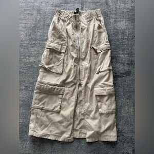 Beige Cargo Skirt with Multiple Pockets